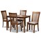 Baxton Studio Seda Modern and Contemporary Grey Fabric and Walnut Brown Finished Wood 5-Piece Dining Set 174-9879-8959-Zoro - alternate 1